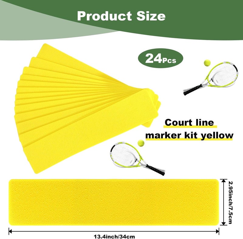 AojSup 24 Pcs Court Line Marker Kit, Yellow Boundaries Markers Lines Set, Pickleball Court Lines Kit for Tennis Basketball Volleyball Badminton Pickleball Net Courts Outdoor or Indoor Training - Image 2